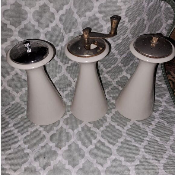 Vintage 1970 LENOX Vintage MCM Lenox Atomic Salt and Pepper Shaker Set & Grinder - Picture 1 of 8